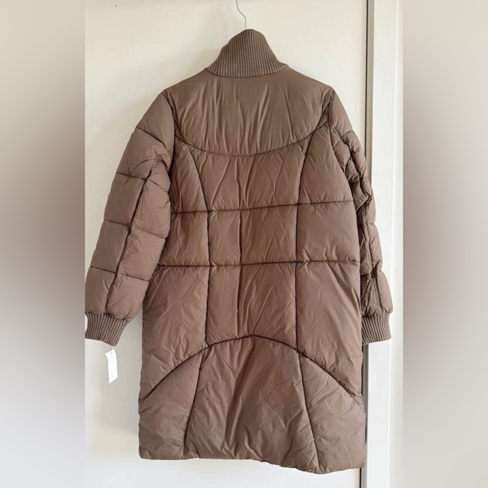 Andrew Marc Ribbed Collar Long Puffer Jacket Women Quilted Coat Pockets M - Picture 6 of 6